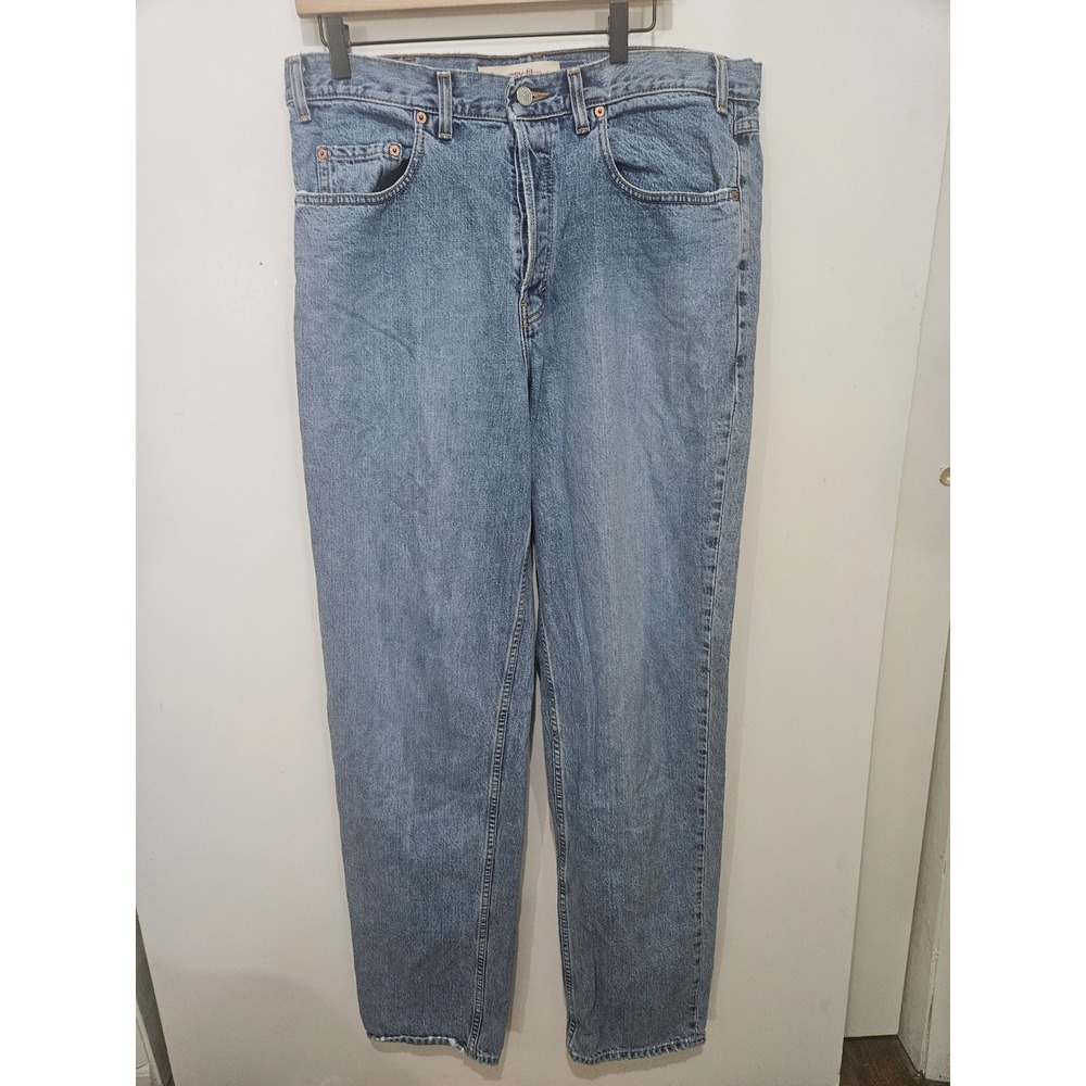 Vintage Gap Blue Jeans Easy Fit Medium Wash Straight Leg Denim Made in USA 35x33